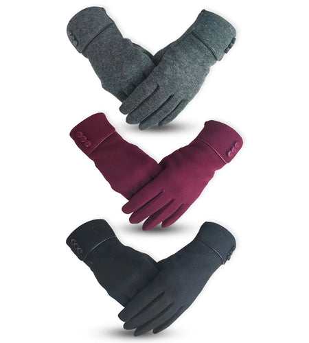Winter Gloves for Women with Sensitive Touch Screen Texting Fingers Warm Vintage Gloves for Girls Winter 3 Pairs