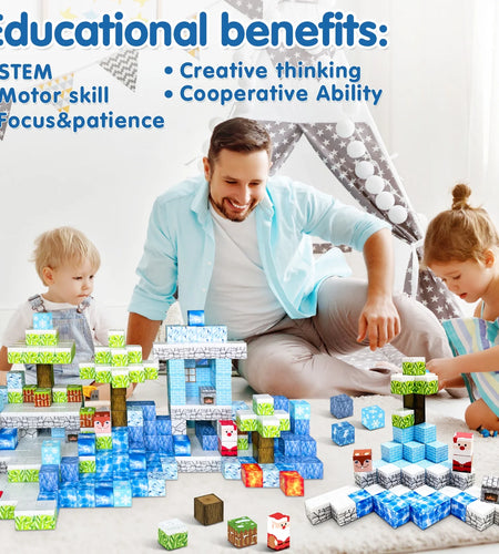 100PCS Magnetic Blocks,Princess Castle Magnetic Tiles,Mine Magnet World,Kids Games Toys for Toddler