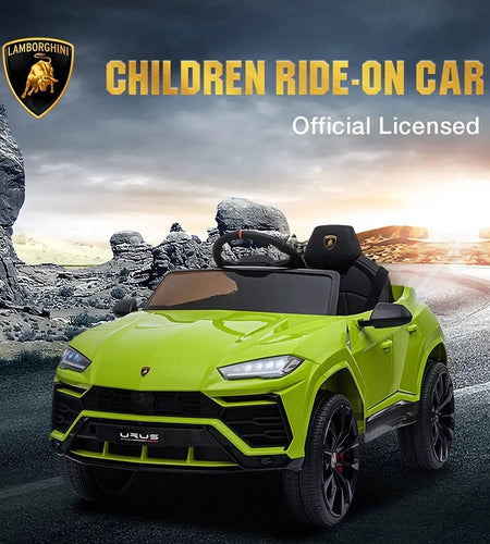 Ride on Toys for Kids, 12V Lamborghini Urus Power Ride on Truck Cars with Remote Control, Horn, Radio, USB Port, AUX, Spring Suspension, Opening Door, LED Light - Blue, CL61