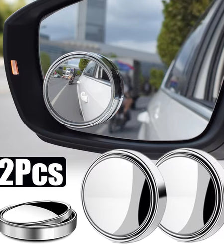 2Pcs 360 Degree Adjustable Blind Spot Mirror Car Auxiliary Rearview Convex Mirror round Frame Wide Angle Mirrors for Car Reverse